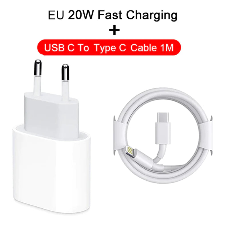 For Apple Iphone 13 20W Fast Charger for Iphone 13 12 11 Pro Max Mini SE3 X XS Quick Charger USB C to Type C Fast Charge Cable